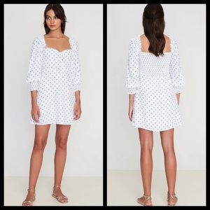 NWOT Faithfull the Brand Blue/White Maurice Dot Print Arianne Mini Dress
